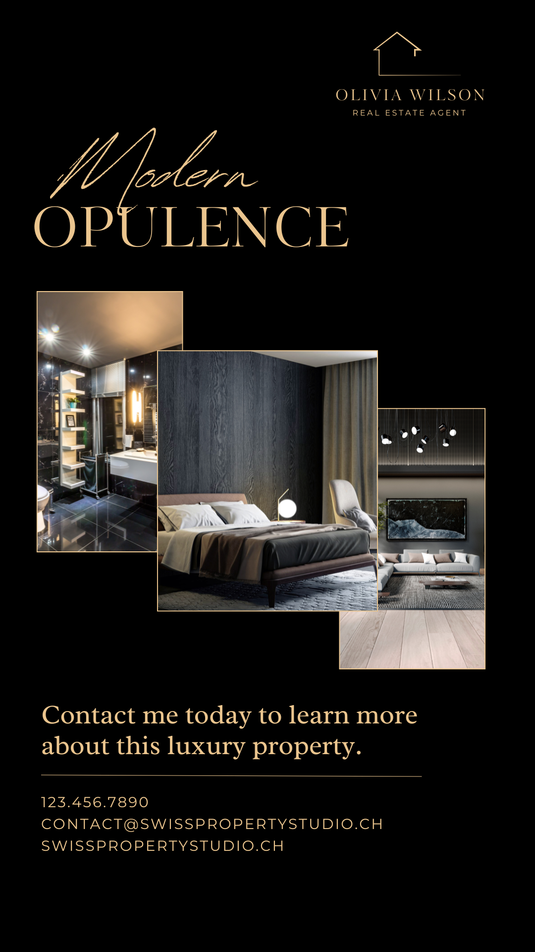 Black gold luxury real estate Instagram story example