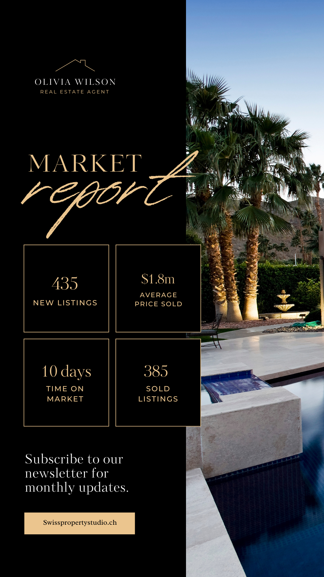 Black gold real estate market report Instagram story example