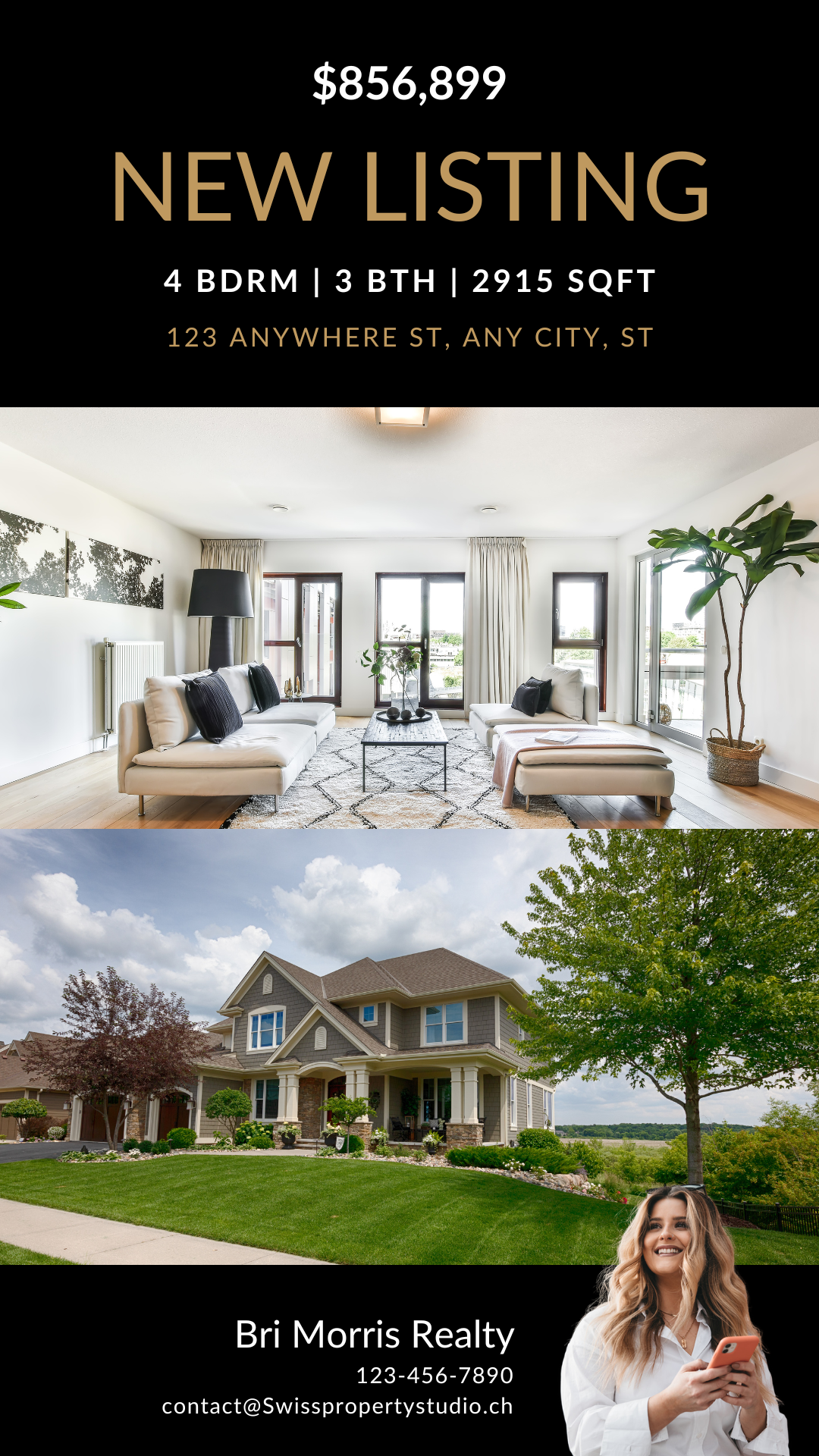 Modern real estate just listed Instagram story example